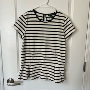 Lauren Ralph Lauren Peplum Striped Top